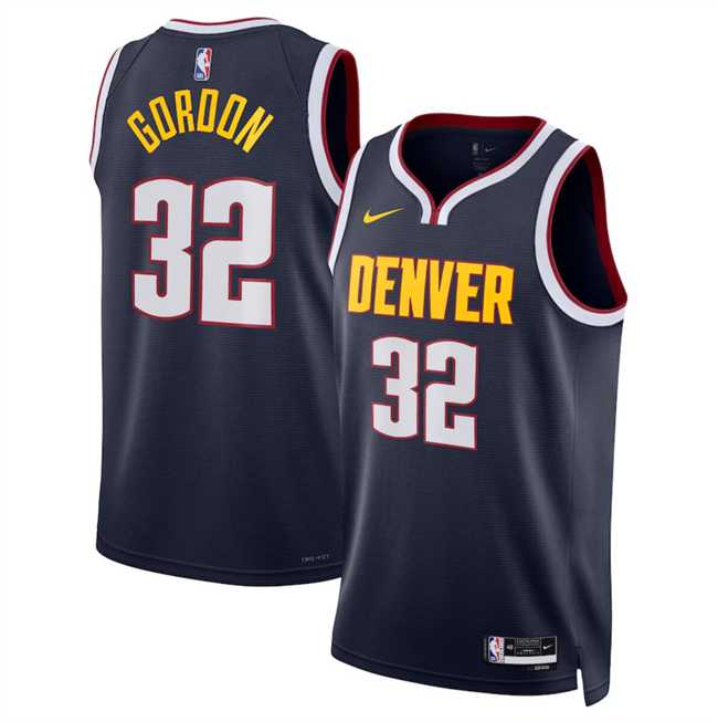 Mens Denver Nuggets #32 Aaron Gordon Navy 2024 Icon Edition Stitched Jersey Dzhi